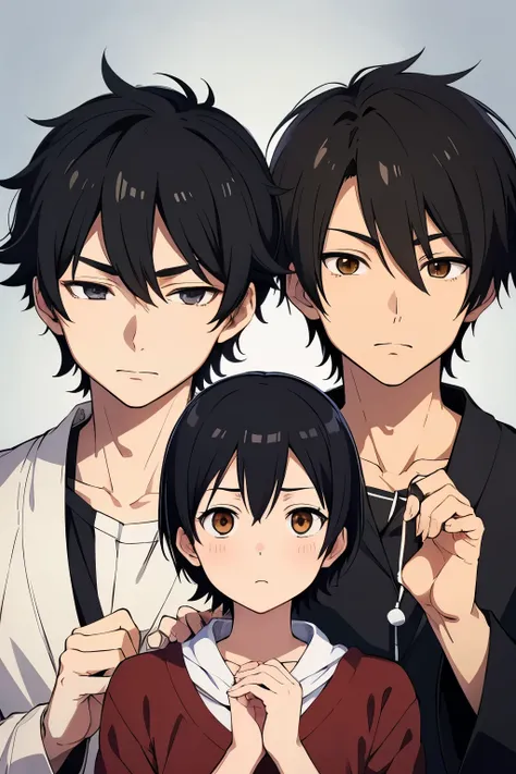 an image of anime guy with black hair holding something on his hands, a character portrait, makoto kano, koda kazuma, akihito tsukushi, natsume yuujinchou