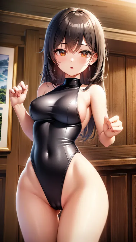 (( top quality )),( super high res),( super detailed ),( detailed description ),(( best CG )),( Best Artwork ), Ultra Precision Art, amazing painting art,(Exquisite art:1.5), woman,  competitive swimsuit, Hall々and,  at the ceiling of the house,  wet skin, ...