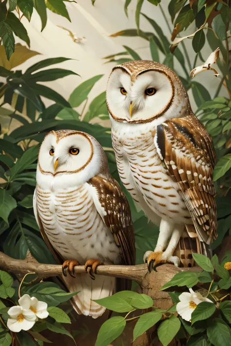 painting of a white  owl under guard and a mouse on a branch,  close-up portrait , an  owl under guard,  Carl Gustaf Carles , man with a head of barn  owl under guard,  inspired by Christopher Wilhelm Eckersbury, Audubon ,  by George Stubbs  ,  inspired by...