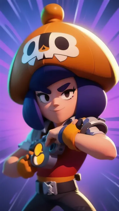 a close up of a person holding a gun and a flashlight, ((wearing a pirate costume)) , brawl stars, splash art brawlstars, epic art style, blaster fire bright as neon, game character, in game style 8k, merged character, fortnite art style, stylized characte...