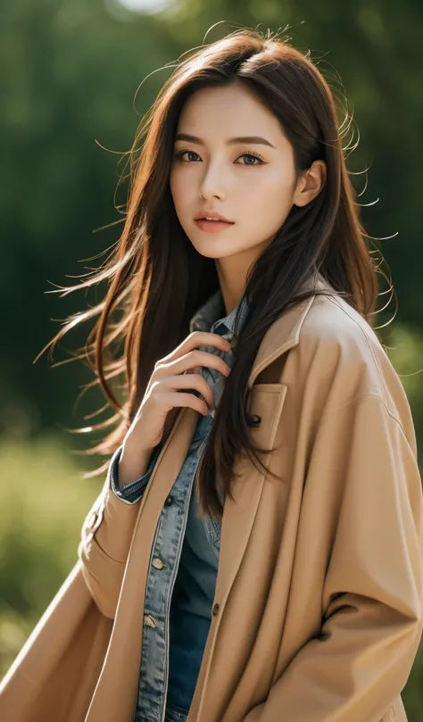 In this image of utmost quality and high resolution, we see a photorealistic depiction of a beautiful Japanese woman. She is the sole focus of the image, with her long, brown hair flowing elegantly. The image zooms in on her anal region, capturing every de...