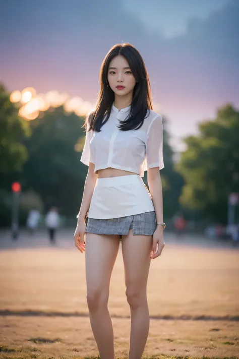 18 year old Korean female,  long hair, RAW photos, Bokeh (realism: 1.4,  realistic),  high-resolution CG integrated 8K wallpaper., 1 woman, (( slim body: 1)), (S: 1), back to viewer, (( view directly from the front )), (HQ Skin: 1.4), 8K UHD, dslr,  Soft L...