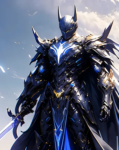 batman in armor with a sword and a cape on his shoulders, intricate assassin mecha armor, elegant smooth silver armor, sleek smooth white plated armor, silver cyber armor, gold and silver armour suit, shiny silver metal armor, arasaka mech, white plated ar...
