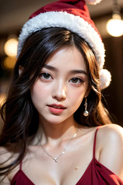 (32K:1.9, Photographically:1.8, top quality:1.8, masterpiece, super high resolution ), Christmas Night:1.3, professional camera work:1.3, Cinematic Lighting :1.3, very detailed skin and facial texture:1.3, Always accurate, detailed, ((18 years old, S...