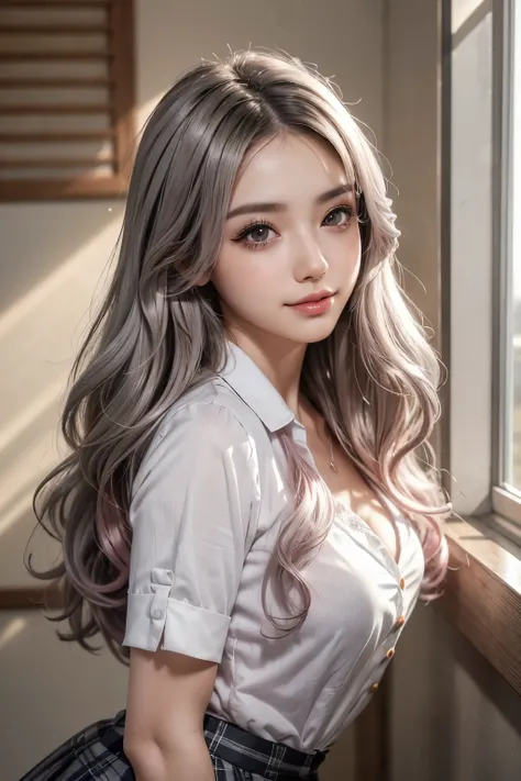 masterpiece, 8k, photo realistic ,  realistic , 非常に  Details,  super high res, ///1 person,  most beautiful, 20 years old , ( sexy,  Japanese idol with long eyelashes), (Gray Hair:1.2),///  Human Details Shiny Skin ,  Detailsな肌 , Beautifully  Details face,...