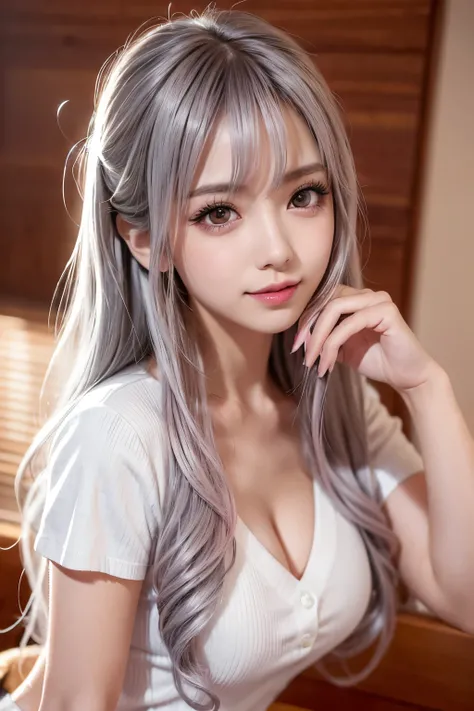 masterpiece, 8k, photo realistic ,  realistic , 非常に  Details,  super high res, ///1 person,  most beautiful, 20 years old , ( sexy,  Japanese idol with long eyelashes), (Gray Hair:1.2),///  Human Details Shiny Skin ,  Detailsな肌 , Beautifully  Details face,...