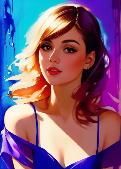 GIL ELVGREN a beautiful woman by agnes cecile, luminous design, pastel colours, ink drips, autumn lights