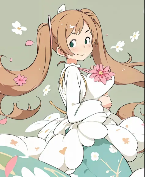 (masterpiece、 top quality 、 top quality 、 Official Art、 Beautiful and Beautiful :1.2)、( One Girl :1.3) Hatsune Miku 、 twin tails, Beautiful breasts, cute girl、 slightly vintage color,flat,,リソーPrintスタイル, illustrations, adorable, leave blank ,Low saturatio...