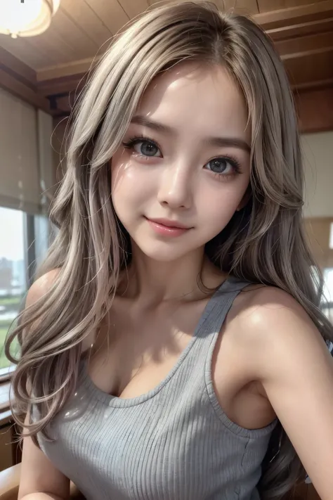 masterpiece, 8k, photo  realistic  ,   realistic  , 非常に   Details,   super high res, ///1 person,   most beautiful, 20 years old , (  sexy,  Japanese idol with long eyelashes ), ( gray hair:1.2),///  Human  Details Shiny Skin ,   Detailsな肌 , Beautifully   ...