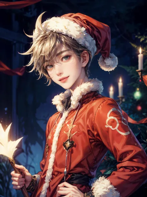 (absurdres, highres, ultra detailed, HDR), masterpiece, perfect face, detailed face, intricate details, watercolor art style, Christmas festive theme, extremely detailed character profile, best quality close-up picture,  smile face, kpop face , almond eyes...