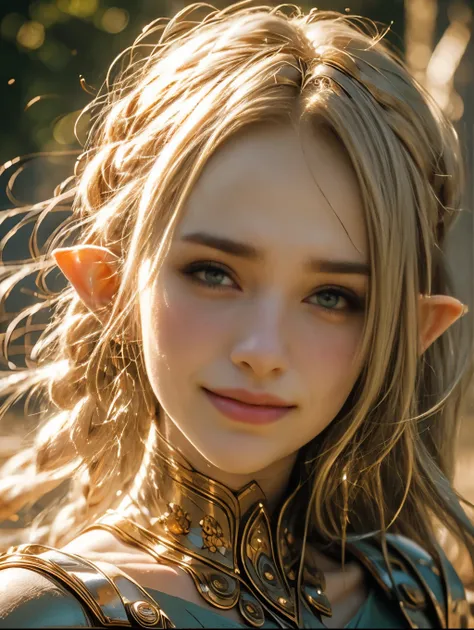 Portrait of beautiful smiling female elf face