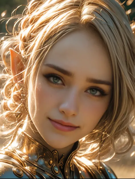 Portrait of beautiful smiling female elf face