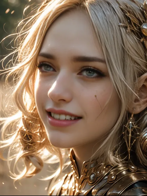 Portrait of beautiful laughing female elf face