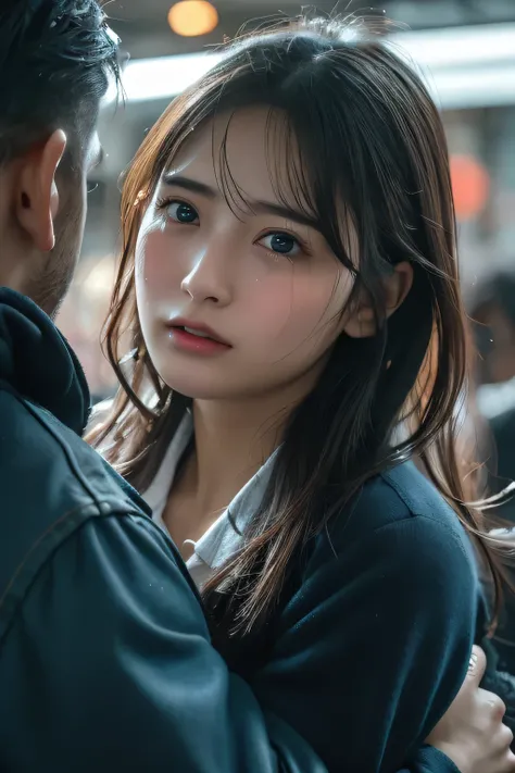top quality 、 ultra-high definition structure 、huge breasts、 perfect face、 beautiful expression 、 beautiful faces、 beautiful eyes、 young woman、sweat、Man grabs woman from behind 、 、You can put your hands up 、Male molester、sweat、 raises her hand、h...