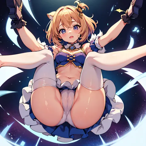 cameltoe,Please draw an idol wearing a fluffy skirt who looks like shes about to flash her panties.