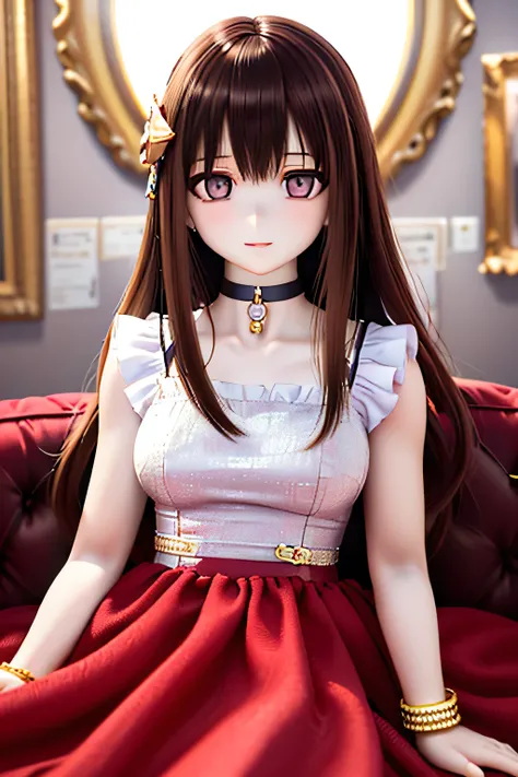 (SFW:2), photorealistic, realistic photo, 8k, Canon EOS, ((highest quality)), ((masterpiece)), (extremely detailed), dd, doll, idol dress, plastic skin, slim, skinny, slender, (squinted eyes:1.4), (mature woman, 21yo, 21 years old, solo, museum:1.6), (recl...