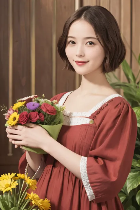 340 (20-year-old female, Shorthair), ( high image quality), (smile), ( Colorful Dress ), (( Ariettis World )), (Big Plants/Flowers ), (Dollhouse), ( Leonardo da Vinci)