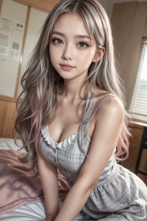 masterpiece, 8k, photo  realistic  ,   realistic  , 非常に   Details,   super high res, ///1 person,   most beautiful, 20 years old , (  sexy,  Japanese idol with long eyelashes ), ( gray hair:1.2),///  Human  Details Shiny Skin ,   Detailsな肌 , Beautifully   ...