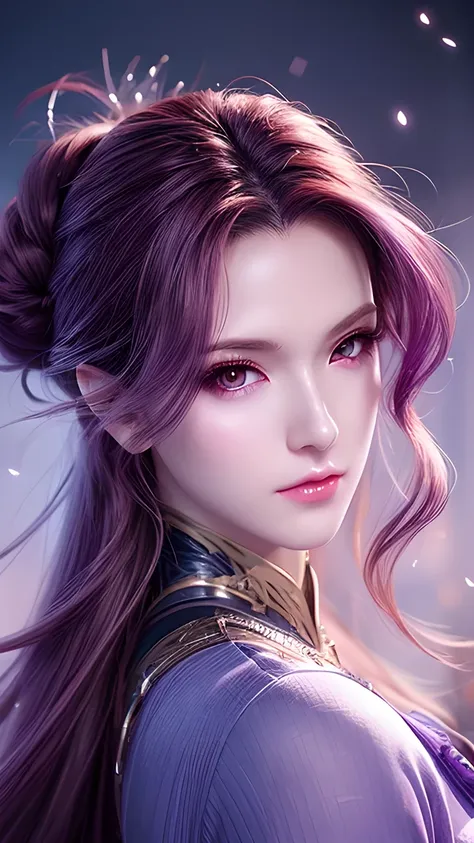 purple dress for anime girl with purple hair and purple wings, Extremely detailed portrait of the artist ,  8K high quality detailed art ,  Fine digital anime art , Anime fantasy work , author：The J, Style animation 4K  , Anime fantasy illustration, Art bu...