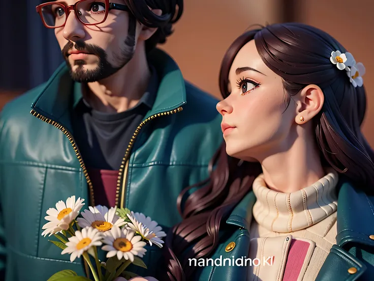 a woman standing next to a man holding a bouquet of flowers, still frame from a movie, still from a movie, screenshot from a movie, still from the movie, film still from the movie, shot from movie, still from the film, still shot from movie, scene from a m...