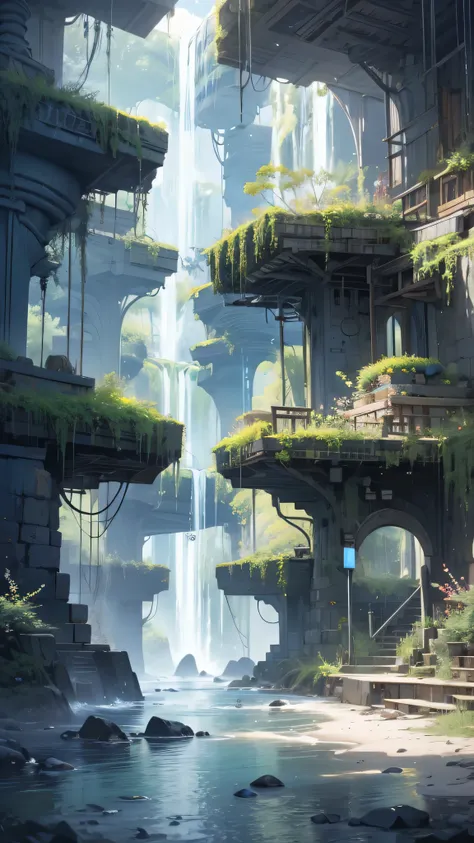 Hyperdimensional fantasy world paintings,Undersea World, Atlantis, science fiction ,Upright,  Studio Ghibli in the courtyard , Unreal Engine ,Epic epic , CG Digital Rendering ,,Highly detailed technical ,Three-color color matching