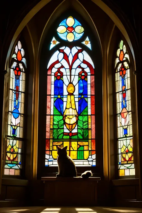 cat and stained glass