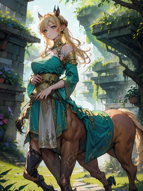 ((Centaur horse))，(Centaur)，(Half man, Half horse )，Blonde beauty