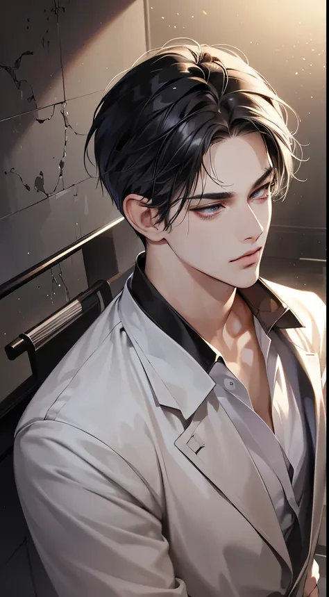 (best quality digital art digital illustration 4k high resolution beautiful image hyperdetailed image perfect lines dark lighting Wallpaper) (1:1 photorealistic) (neutral colors hdr 1.4) (anime style) an adult 2 man (expressionless perfect detailed face) m...