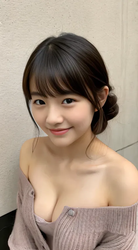 masterpiece,best quality,(Japanese girl),((Beautiful girl)),cleavage,(off shoulder:1.2),(perfect body beauty:1.2),(shy smile),From slightly above