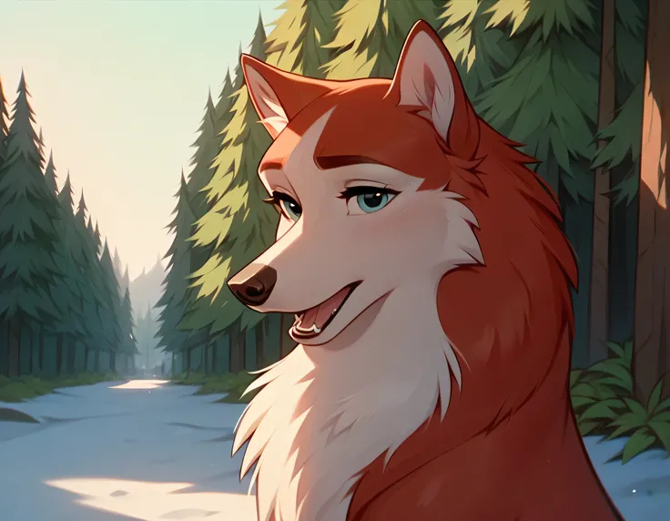 Score_9, Score_8_up, Score_7_up, Score_6_up, Score_5_up, Score_4_up, wild, Jenna de balto, wolf dog, soft fur with red tones, looking at you, moaning, cute, outdoors, forest, long eyelashes, portrait, beautiful, masterpiece, highly detailed , orgasm face, ...
