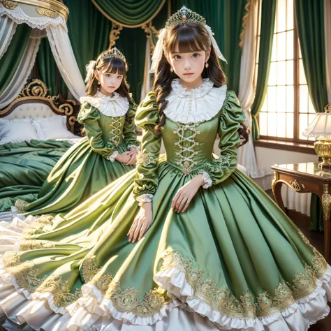 ,highest quality, masterpiece, highest resolution, artwork, super それにget used to it, many get used to it, get used to it, それにget used to it, 3k realistic pictures,,((young girls)),Ultra-detailed juvenile face,three are princesses,full length ball gown dres...