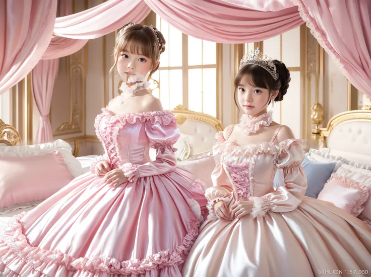,highest quality, masterpiece, highest resolution, artwork, super それにget used to it, many get used to it, get used to it, それにget used to it, 3k realistic pictures,,((young short girls)),((twelve yaers old)),Ultra-detailed juvenile face,three are princesses...