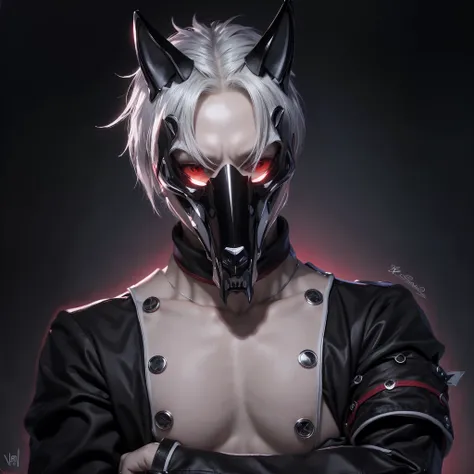 imagem de estilo anime de um homem em um terno preto e luvas vermelhas, gatilho anime estilo de arte, shigenori soejima illustration, with index finger, personagem estilo anime, tokyo ghoul, ilustração de corpo inteiro de anime, príncipe andrógino delicado...