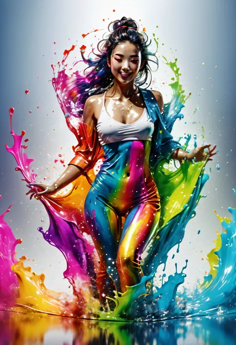 Expressing the flow of ink dancing in the wind,water effects,colorful water,goddess:govern the arts:Manipulating water:rich hair:sleeoing:perfect face:beautiful::healthy,Ink splash,Sparkling,Bright colors,light reflection,rich colors,abstract,3D,8K,High re...