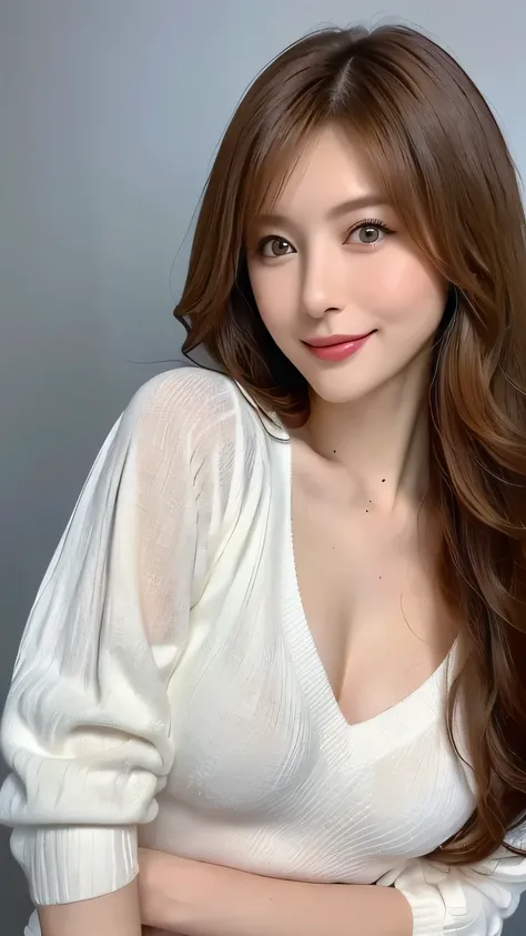 (8k、 photorealistic:1.3、 Original photo、 top quality :1.2)、( women with super skinny bodies:1.4)、Beautiful appearance、((Light brown hair 、 disheveled wavy long hair:1.1、 asymmetrical hair ))、 realistic brown eyes wrapping sheets around the body、 Beautiful ...