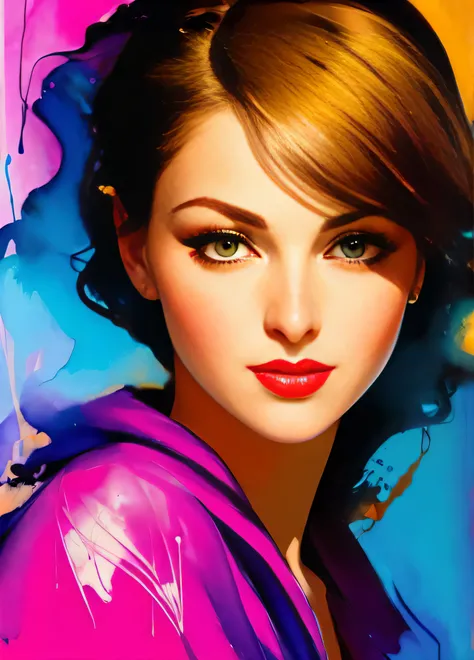 GIL ELVGREN a beautiful woman by agnes cecile, luminous design, pastel colours, ink drips, autumn lights