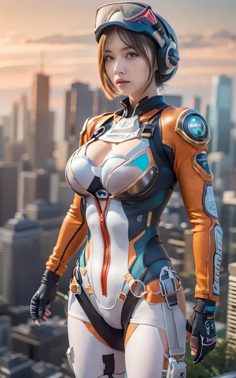 ((Best Quality)), ((masutepiece)), (Detailed: 1.4), (Absurd), Caucasian female fighter pilot ready for war, front walking, muscular sculptural body defined, Closed mouth, muscular body covered by technological clothing, Neon Genesis Evangelion Suit, Cyberp...