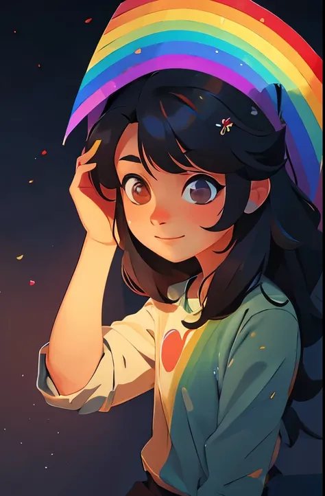 1girl, rainbow, by mitsudoue