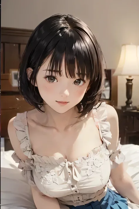 ８k、NSFW, top quality 、​masterpiece:1.2)、( realistic 、 ultra-detailed、 super A high resolution、 beautiful detailed face, perfect body,( One girl , black short hair),(8k、 top quality 、​masterpiece:1.2)、( realistic 、 ultra-detailed、 super A high resolution、 b...