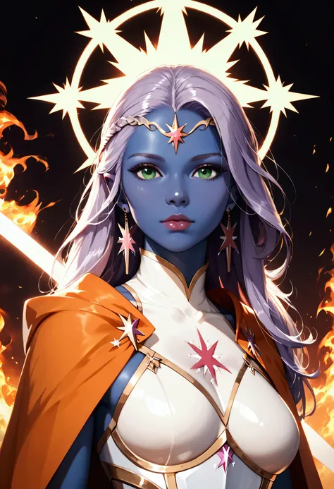 score_9, score_8_up, score_7_up, score_6_up, score_5_up, score_4_up, fantasy art, dnd art, RPG art, an intense details, highly detailed, photorealistic, best quality, highres, facial portrait a female, (( dark blue skin)), intense details facial details, e...