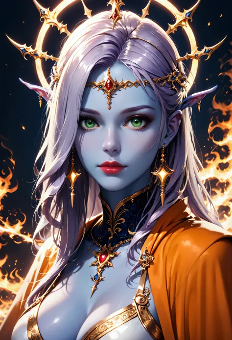 score_9, score_8_up, score_7_up, score_6_up, score_5_up, score_4_up, fantasy art, dnd art, RPG art, an intense details, highly detailed, photorealistic, best quality, highres, facial portrait a female, (midnight blue skin: 1.3)), intense details facial det...