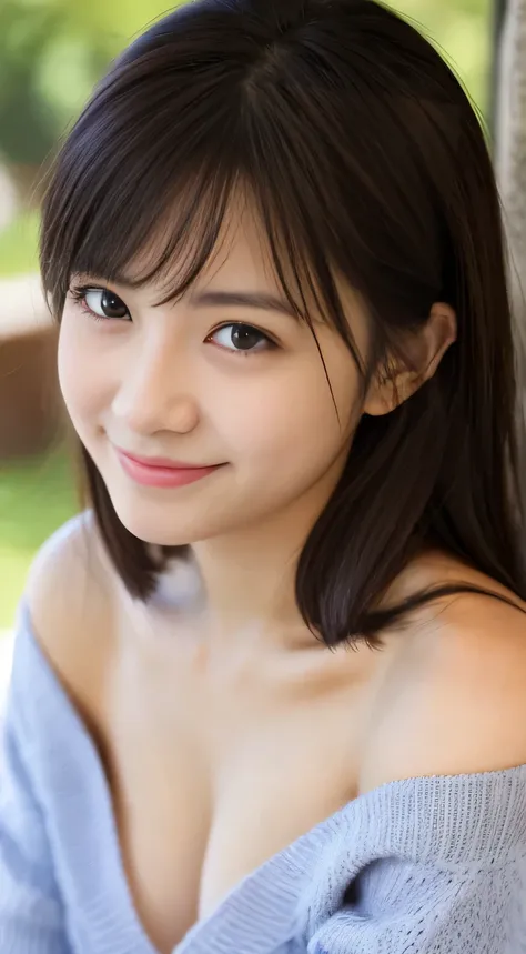 masterpiece,best quality,(Japanese girl),((Beautiful girl)),cleavage,(off shoulder:1.2),(perfect body beauty:1.2),(shy smile),From slightly above