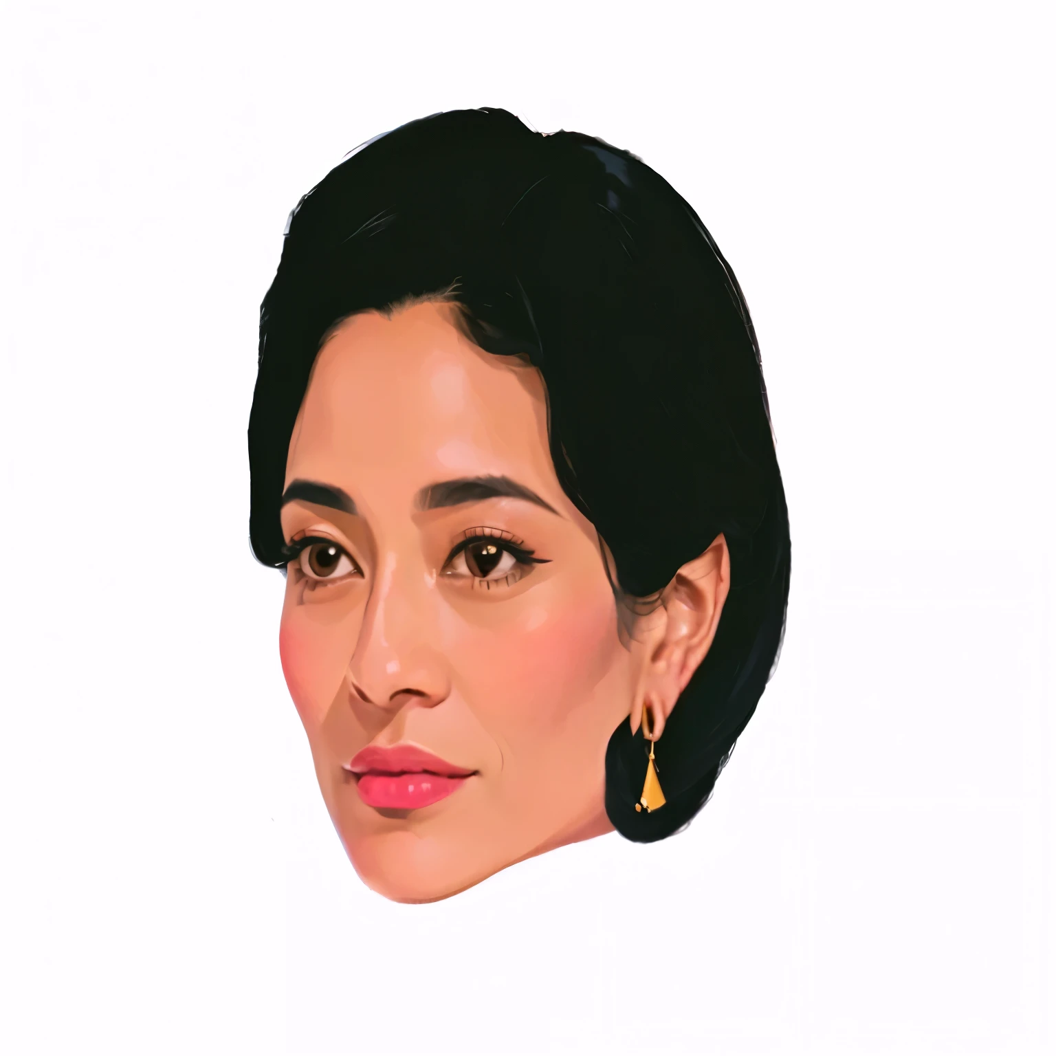 an image of a woman with a black hair and earrings, pilar gogar, maya takamura, faridah malik, by Nazmi Ziya Güran, inspired by Oswaldo Viteri, 2d portrait, julia fuentes, inspired by Ruth Jên, by Eva Gonzalès, magda torres gurza