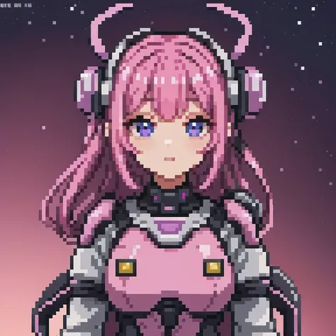 photo of a college student, Purple-Pink Gradient, futuristic space suit, (freckles:0.8) cute face, sci-fi, dystopian, detailed eyes, Heterochromia eyes（（Side view））Back Room