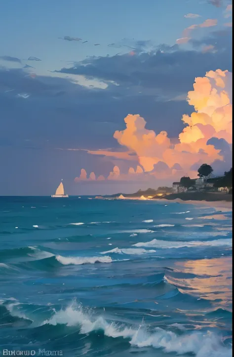 arafed clouds over the ocean at sunset , a photo by Niko Henrichon, unsplash, romanticism, gorgeous clouds, beautiful ocean, clouds and waves, beautiful dreamy breathtaking, incredibly beautiful, cotton candy clouds, breathtaking clouds, breath taking beau...