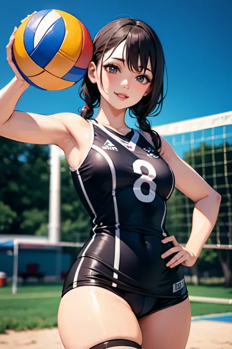 Sexy girl playing volleyball 