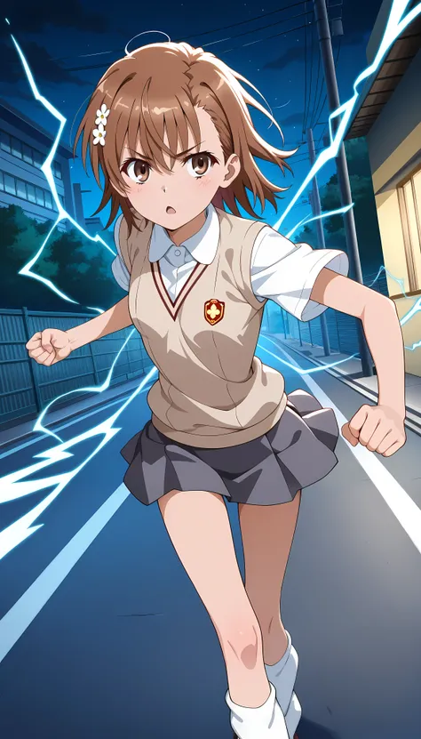 (masterpiece,best quality:1.2,amazing quality,very aesthetic,absurdres,newest),official style,2d the anime,( battle scene)、misaka_mikoto,a certain magical index,Alone,(adult),(very small head:1.2),(ideal ratio body proportions:1.2,slender body:1.2,skinny),...