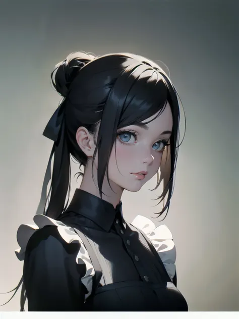 Masterpiece、Detailed illustrations、１６Ｋwallpaper、 portrait、 depth of field 、shadow、Cinematic Light Source 、Beautiful Girl Model Fashion Shoot 、 one girl、solo、 Underexposed Maid Image Poster、A neat image、 classical style、 retro interior 、
