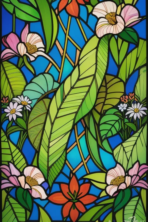 STAINED GLASS
VIBRANT
FLORAL DESIGN
ARTISTIC
COLORFUL
NATURE
DECORATIVE
PATTERN
FLOWERS
LEAVES
ORNATE
ILLUSTRATION
GREEN BACKGROUND
ARTWORK
MOSAIC
GLASS ART
DECOR
VIVID
CREATIVE
DESIGN
DETAILED
NATURE THEME
ART
BOTANICAL
LEAF
ABSTRACT
BLUE
WHITE FLOWERS
NA...