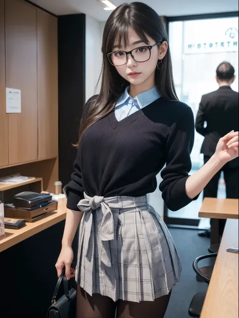 (((1 person)))、(((Alone)))、 An office lady in her 20s poses and takes a picture、 sexy、Cheeky、cool、Wearing a light blue shirt、 Im thin、 Hands Behind 、Fair skin、 white skin、 head from thigh、Fits perfectly inside the frame、 from the front、Watching viewers、( m...